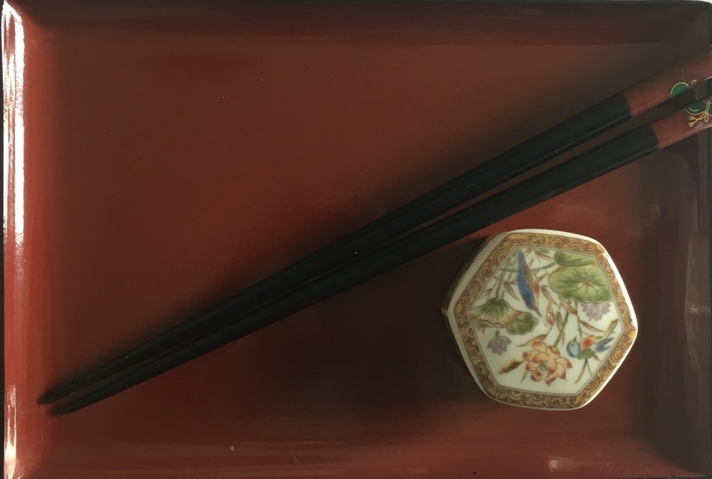 Japanese plate, chopsticks, soy bowlfor sushi