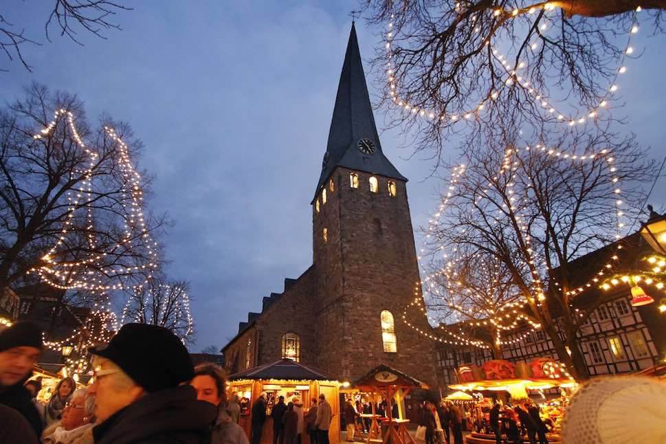 Christmastime scene with church