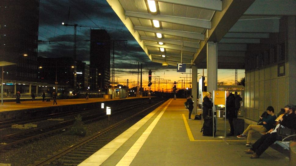 Railway platform with sky