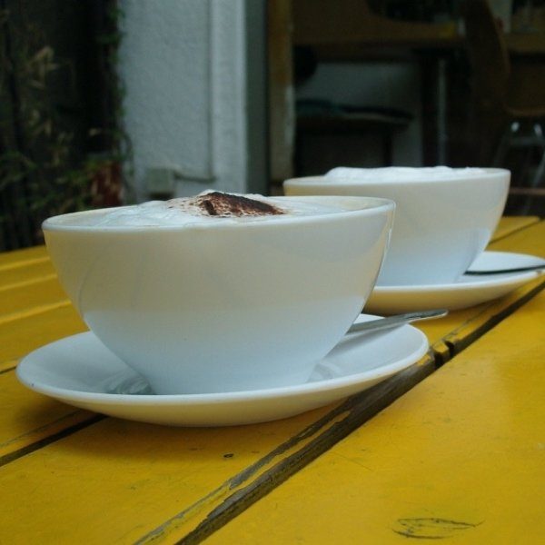 Closeup of two cups of coffee