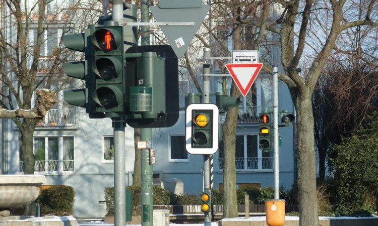 Pedestrian crossing with lights
