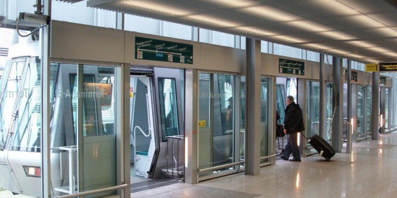 Suspended railway to airport