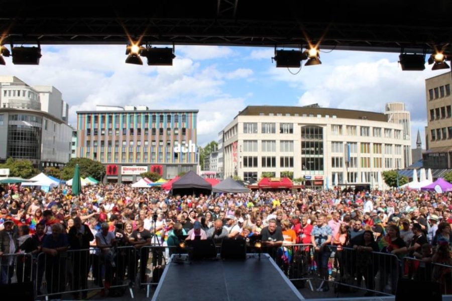 People in front of stage