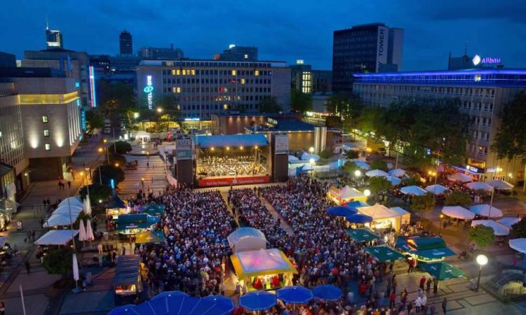 Aerial view of festival